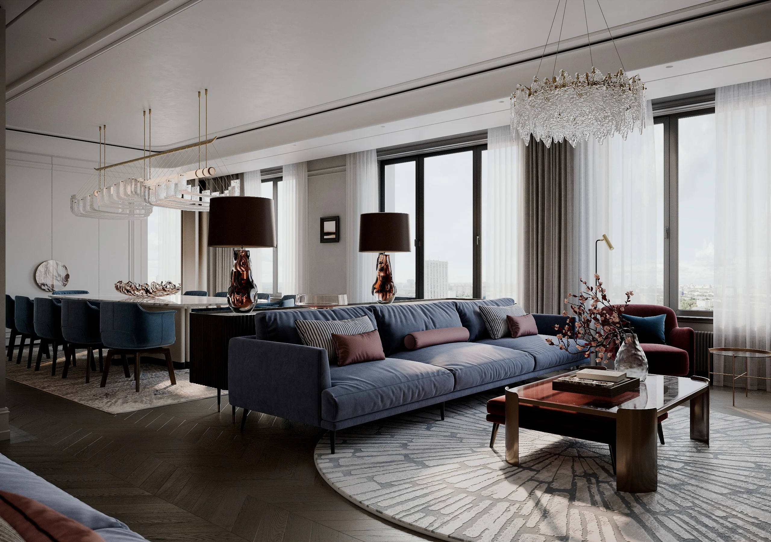 Living and dining interior, view 5