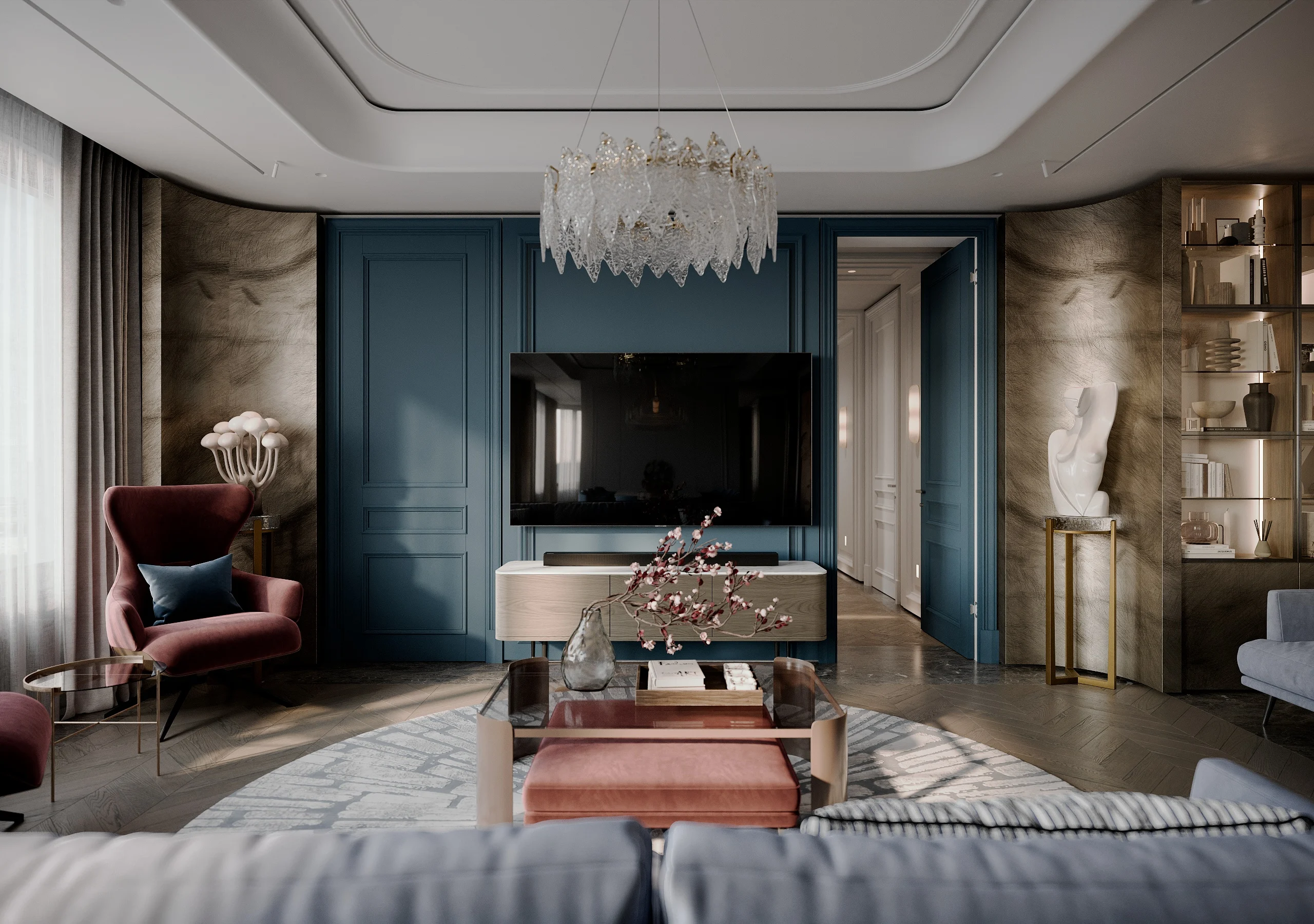 Living and dining interior, view 6